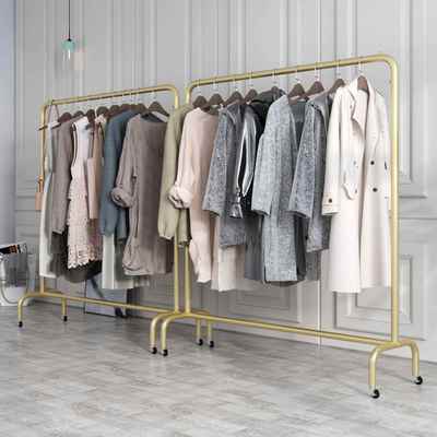 北欧服装店展示架 男女装店落地式可推拉货架铁艺服装中岛架组合