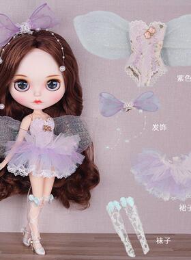 ICY DBS小布娃娃紫色蕾丝仙女四件套装衣服azone丽佳ob24娃衣