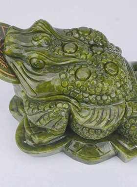 刻金礼品南绿色蟾蟾蜍足玉雕开业大号摆件店铺三玉石