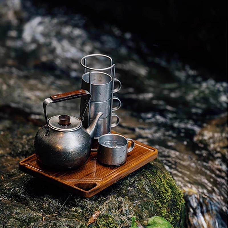 春山云华复古茶壶茶杯户外露营烧水壶泡茶壶可携式旅行茶具煮茶水