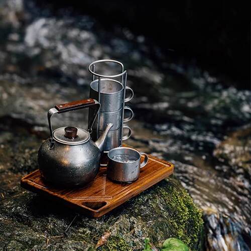 春山云华覆古茶壶茶杯户外露营烧水壶泡茶壶可携式旅行茶具煮茶水
