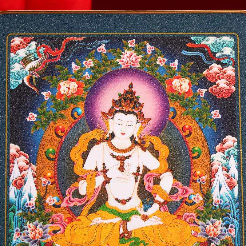 藏式金刚萨埵铂金实木烤漆相框摆件挂画装饰画家用十相自在唐卡图