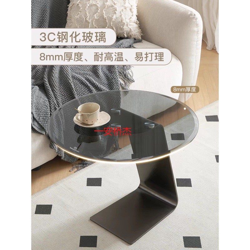 FJ现代简约沙发边几钢化玻璃客厅小户型沙发角几阳台茶桌卧室小茶