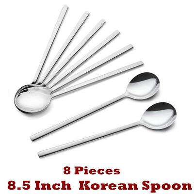 Korean Spoon Table Soup Spoons Long Handle Flatware Kitchen