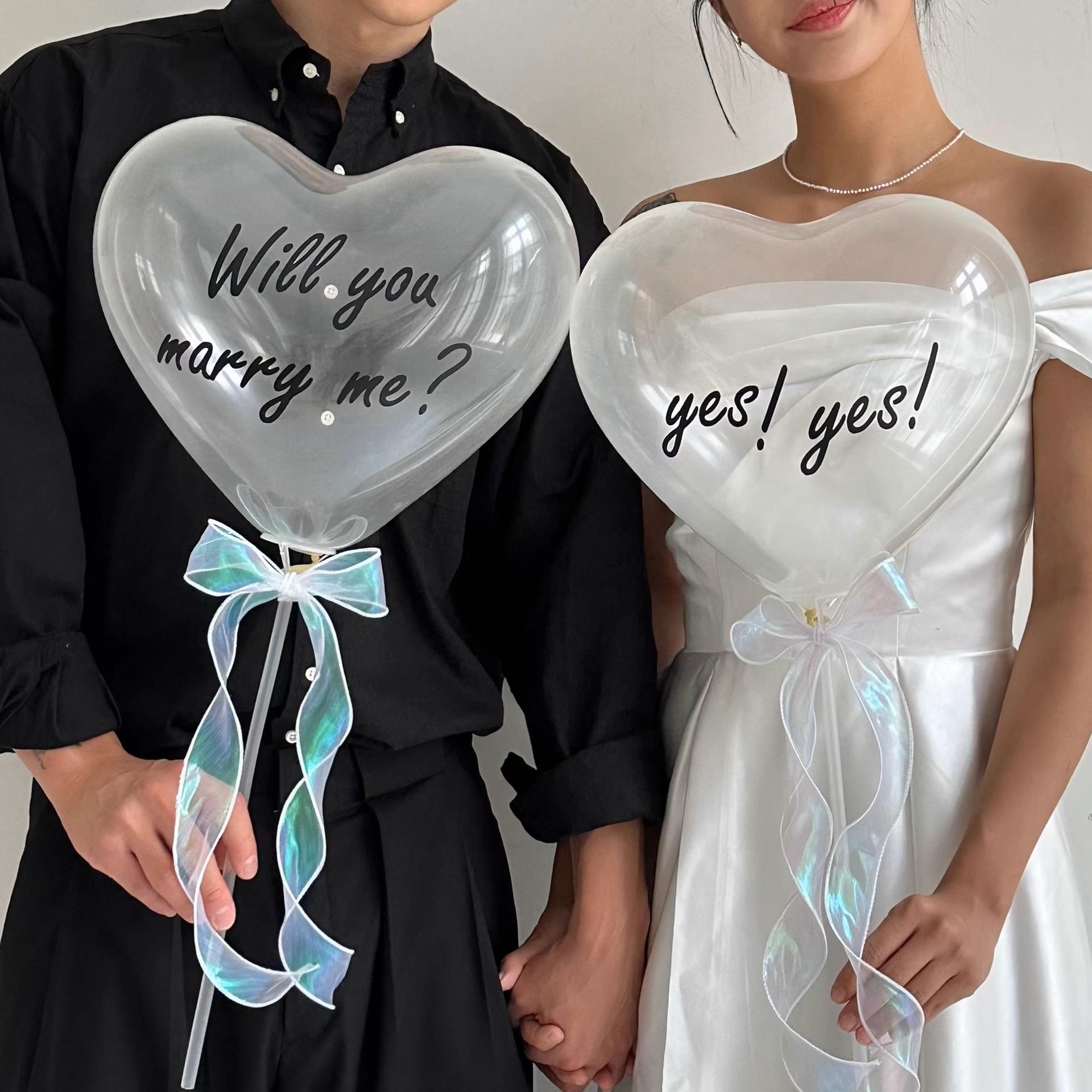 ins韩风简约求婚爱心气球婚纱照拍照道具领证纪念日拍照气球道具