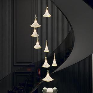 楼梯吊047灯轻奢店公lof师t挑空寓长酒吊灯客厅灯别墅复式 楼设计