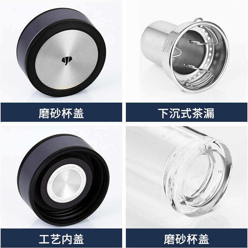 万象 双层玻璃杯高级冰川ins风过滤带盖大容量办公杯耐热会议礼品图片