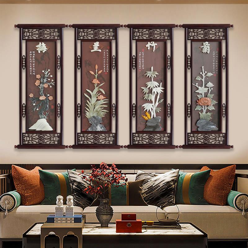 梅兰竹菊挂画,客厅装饰画,沙发背景墙挂画,餐厅楼梯间,中国玉