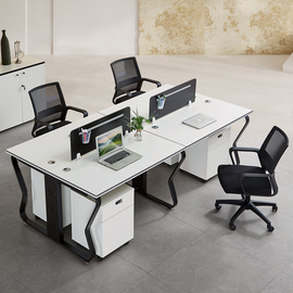 勇心办公桌椅组合简约现代四人，位职员工位，办公室屏风卡座电脑桌子