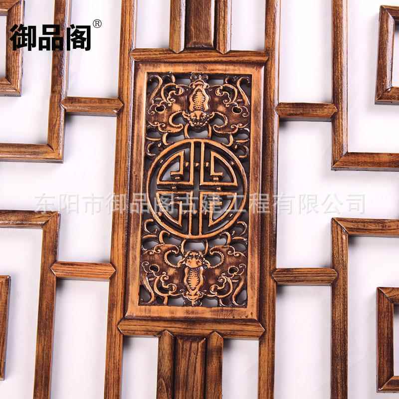 东阳木雕挂件实壁木花格窗挂玄关中式007圆形装画花隔断雕刻饰工