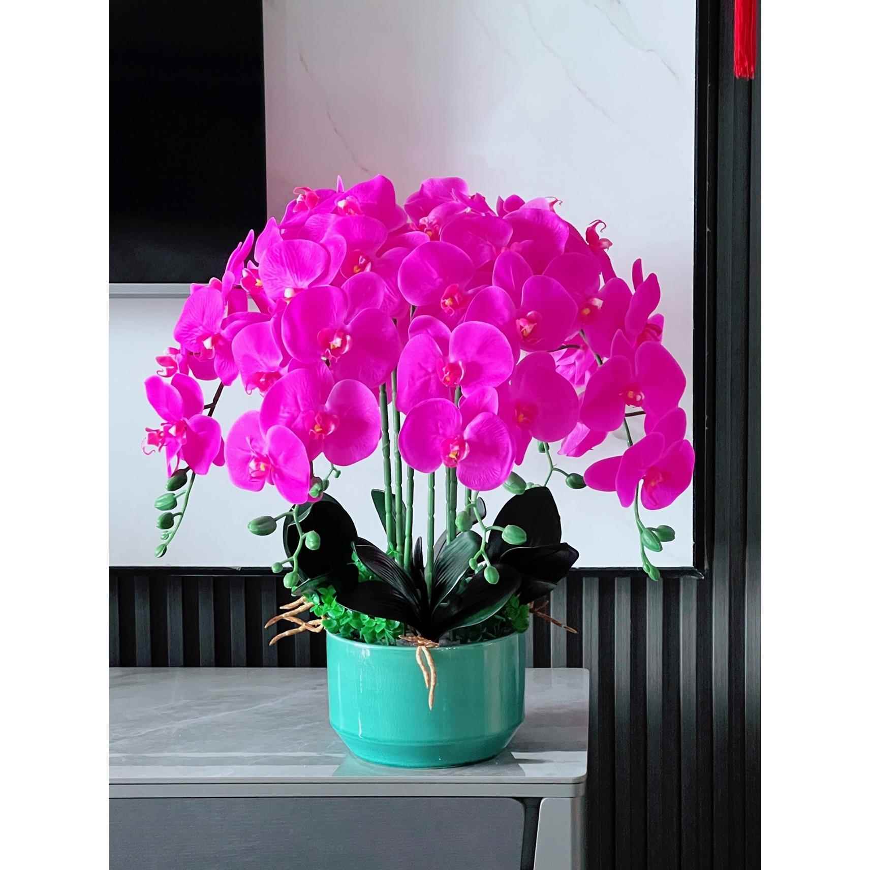 人造花蝴蝶兰盆栽室内装饰花家庭餐桌装饰假花蒲胶感觉滋润娟花