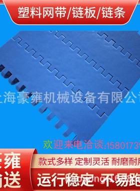 POM800蓝色平板型塑料网带 输送平板网带链模块平板网带链