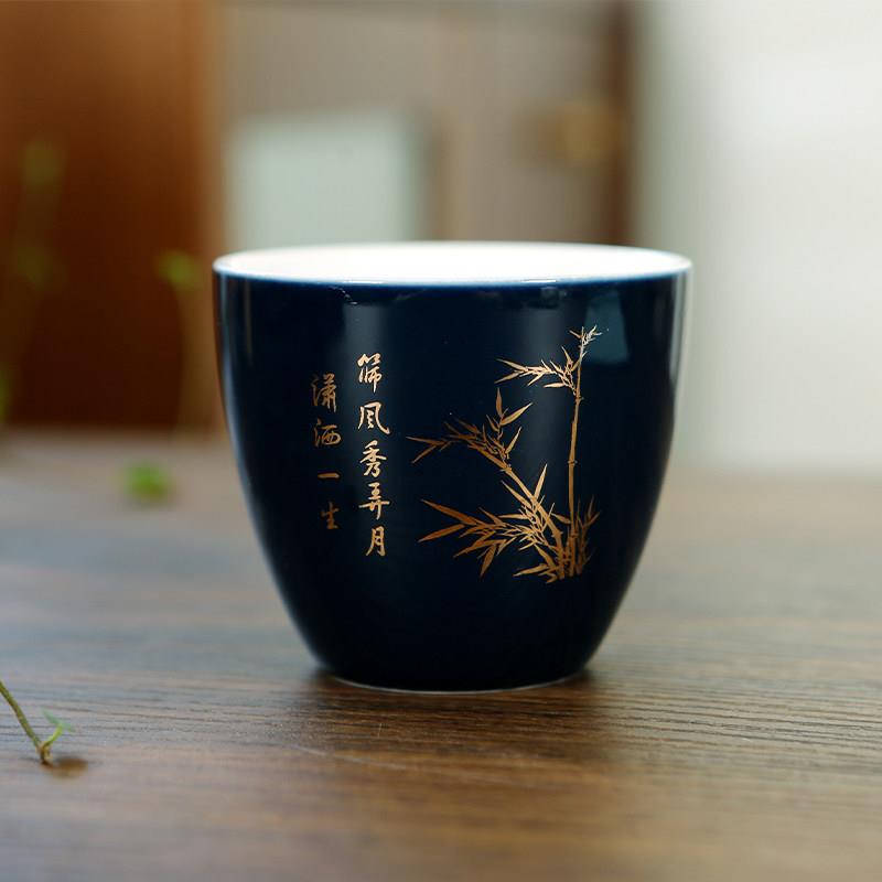 霁蓝陶瓷单茶杯个人杯主人杯男士杯女士酒杯蓝色泡茶客厅中式夏古