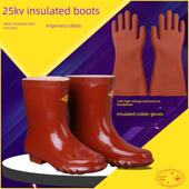 天津双安牌25Kv绝缘靴35Kv雨靴电工正品 12Kv绝缘手套电气高压专用