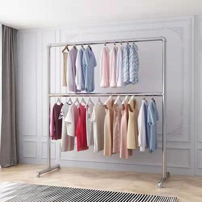 加厚镀锌管晾衣架落地立式室内挂衣阳台凉衣杆单杆晒衣架简易衣柜
