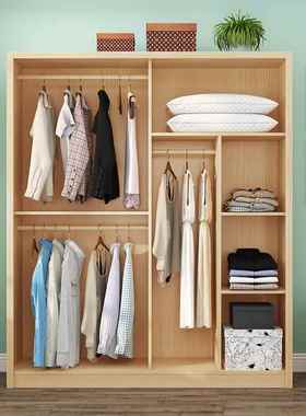 装全实木yg001衣柜家用卧室小户型衣现代约儿童组推拉门简松木大