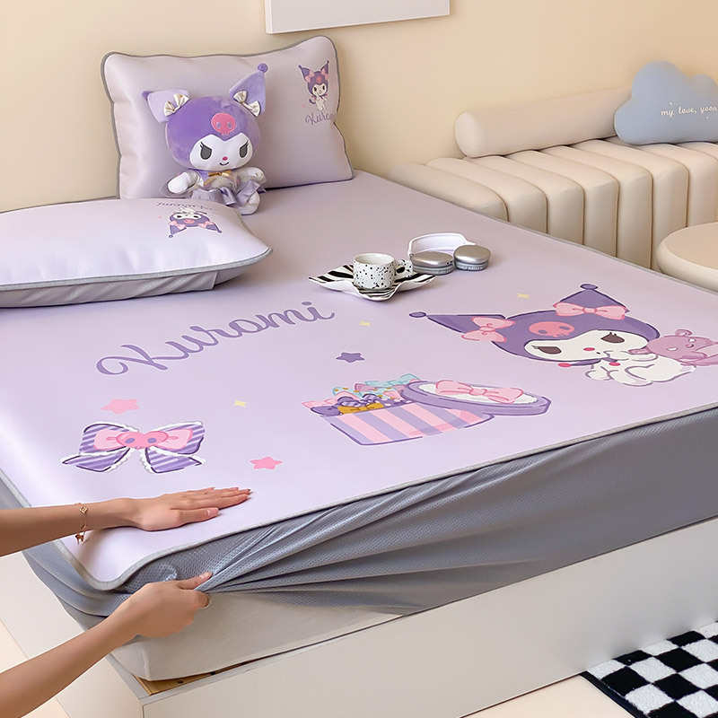 冰空调可可爱卡通风洗印花软席丝儿童凉席款夏季三件套水洗机