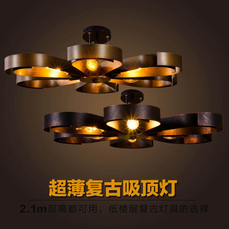 北欧复古铁艺客厅餐厅书房服装店吊灯个性卧室艺术吸顶灯梅花灯饰