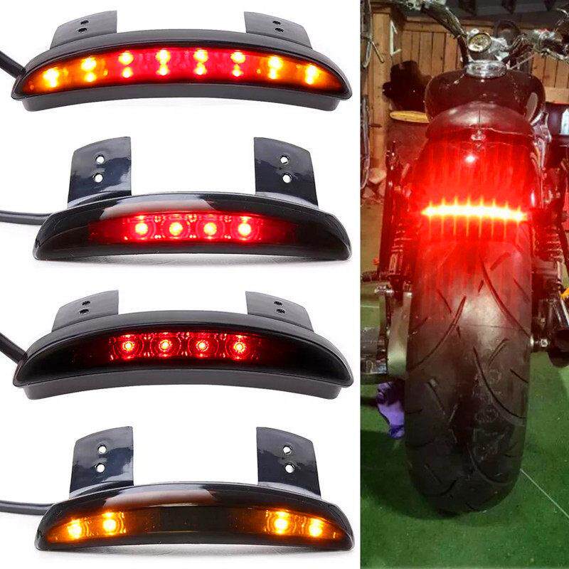 覆古机车哈雷XL883n1200n改装挡泥板LED尾灯煞车灯日行灯方向灯 - 实物图