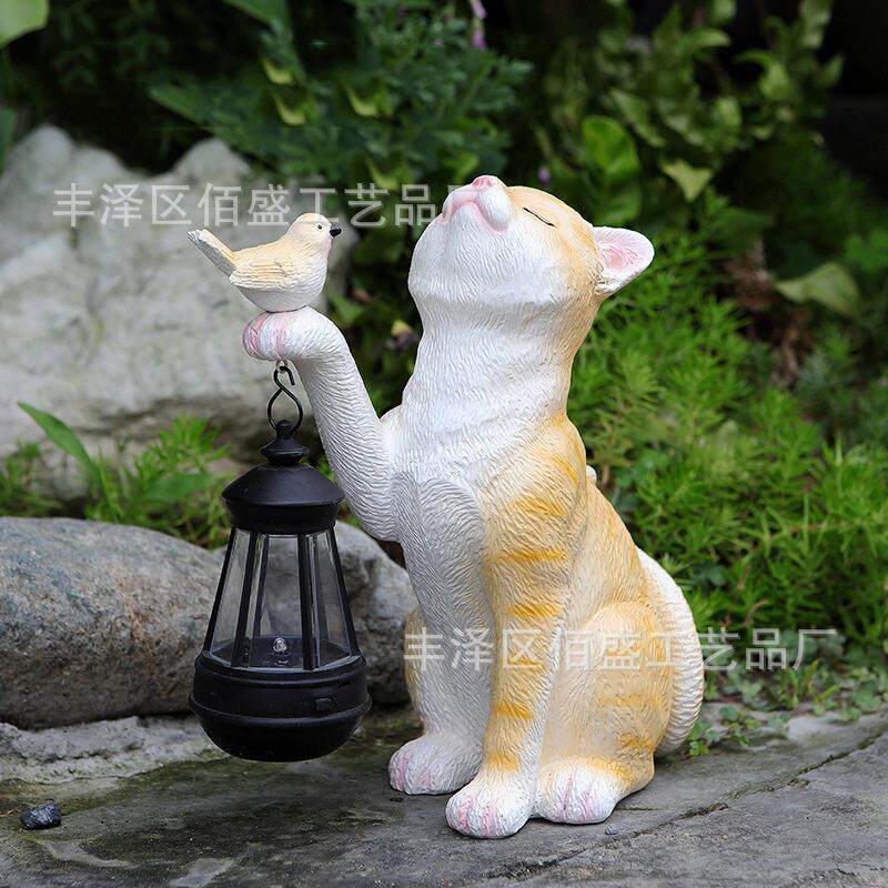 跨境可爱小猫提吊灯摆件户外花园庭院店面创意场景装饰动物工艺品