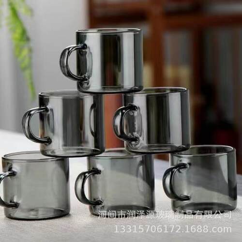 小茶杯子品茗杯带把小把杯功夫茶具高硼硅 加厚玻璃茶具 玻璃水杯
