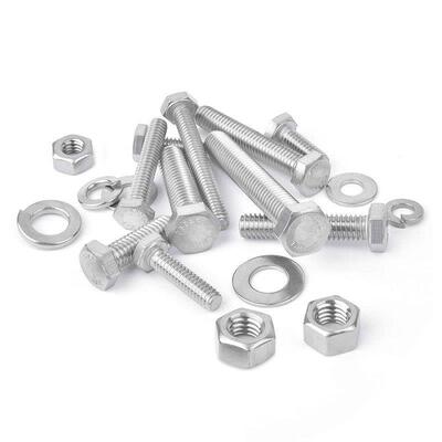 【232pcs]304不锈钢美制外六角盒装螺丝 螺母弹垫圈套装1/4 3/8