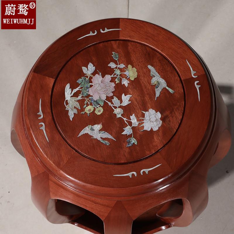 实木圆凳鼓凳中式小矮凳子白宫木古筝凳花梨木鼓墩绣墩坐凳换鞋凳