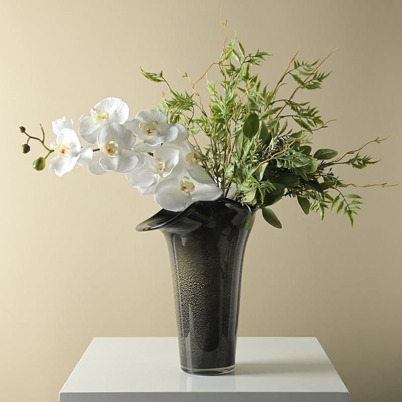 黑色花瓶意式极简餐器桌品花瓶玻几璃玄关装饰鲜花客厅茶YBJ果盘