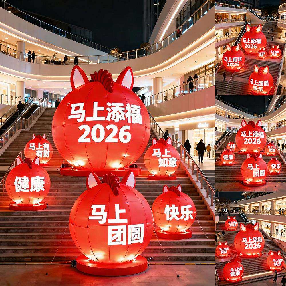 大型卡通充气气模人偶公仔马年吉祥物商场陈美广告场地布置