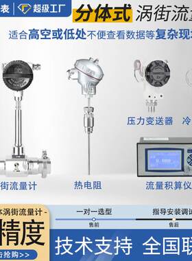 厂家智能分体式涡街流量计高温锅炉气体压力流量氮气蒸汽氩气