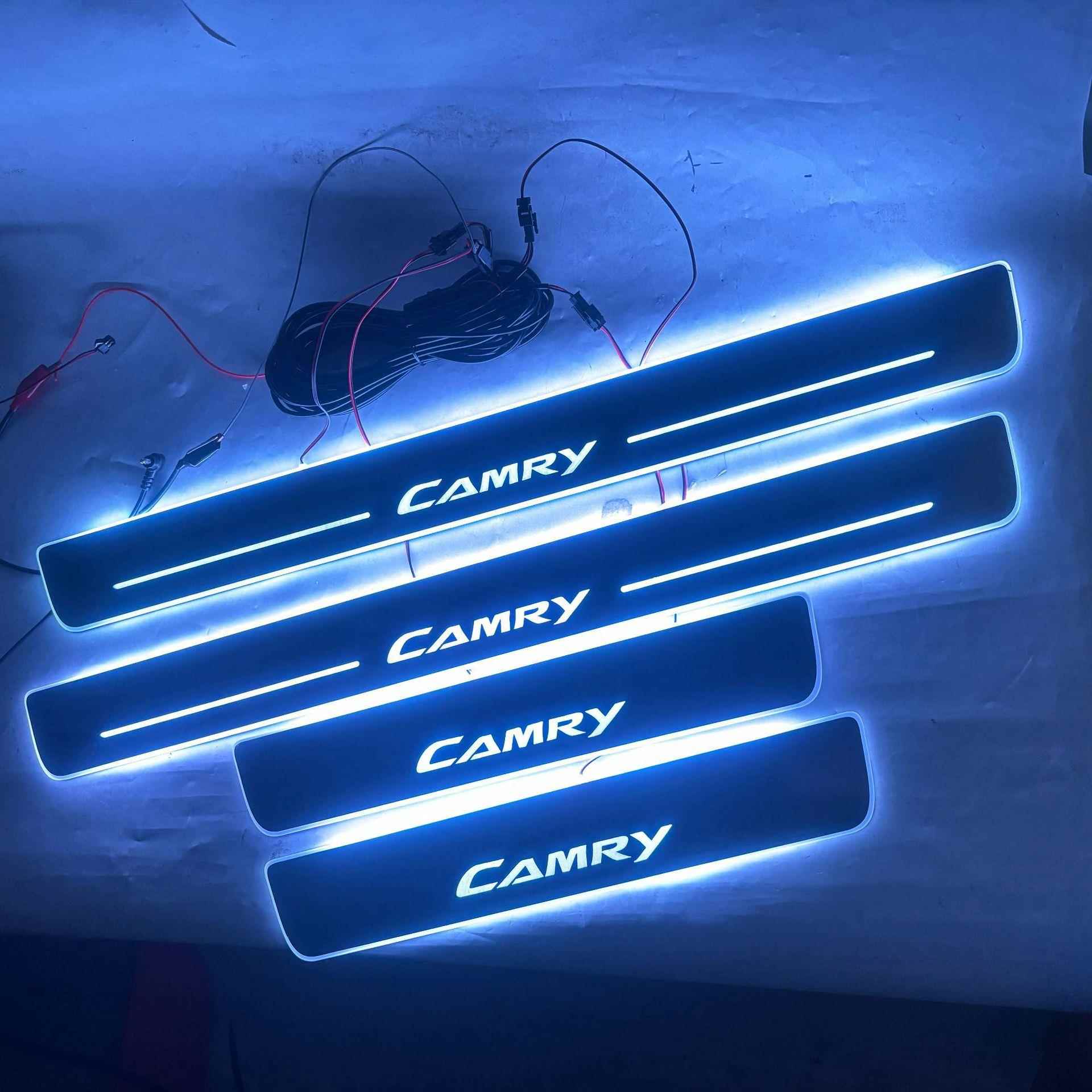 4片适用于7代凯美瑞CAMRY流光动态门槛条带LED灯迎宾踏板改装