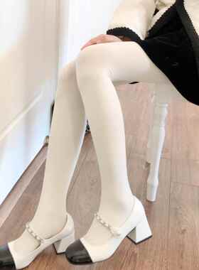 春季加厚奶白色连裤袜加绒保暖白色打底裤袜女甜美白丝袜0103z