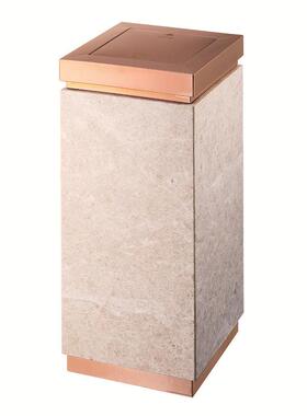 方GPX-7E防指纹玫瑰金配白玫瑰大理石翻盖方形垃圾桶