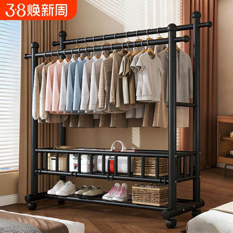 衣帽架落地卧室内家用挂衣架可移动宿舍晾衣架加粗简易衣架置物架