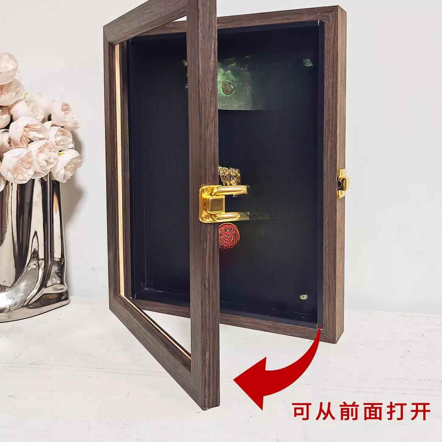 博物馆冰箱贴展示框磁吸磁力收纳收藏展示板黑板翻盖实木相框