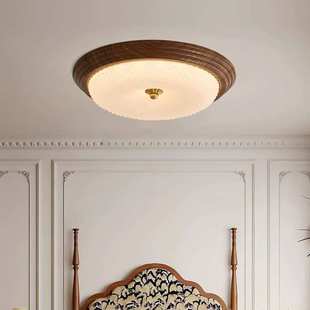 美式 中古入户房间灯具 复古护眼卧室吸顶灯高端圆形过道阳台灯法式