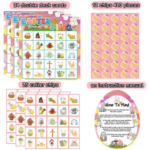 亚马逊新款Easter亲子益智卡牌复活节bingo game派对桌游卡片