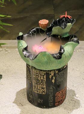 装创中式流水泉盆景意鱼缸家居喷饰桌面摆WRG件客厅办公室加湿器