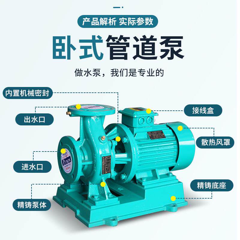 ISW卧式管道离心泵大流量高扬程增压泵工业380V锅炉冷热水循环泵