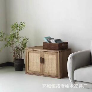 老榆木储物阳台地柜榻榻米炕柜收纳矮柜可坐人窗台书柜卧室飘窗柜