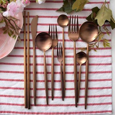 304 stainless steel fork knife spoon steak rose gold cutlery