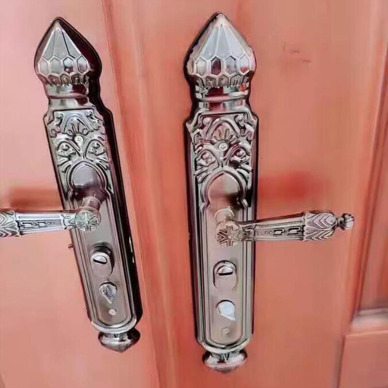 防盗门锁套装锁具把手家用通用型把手锁大门锁木房门锁芯红古铜