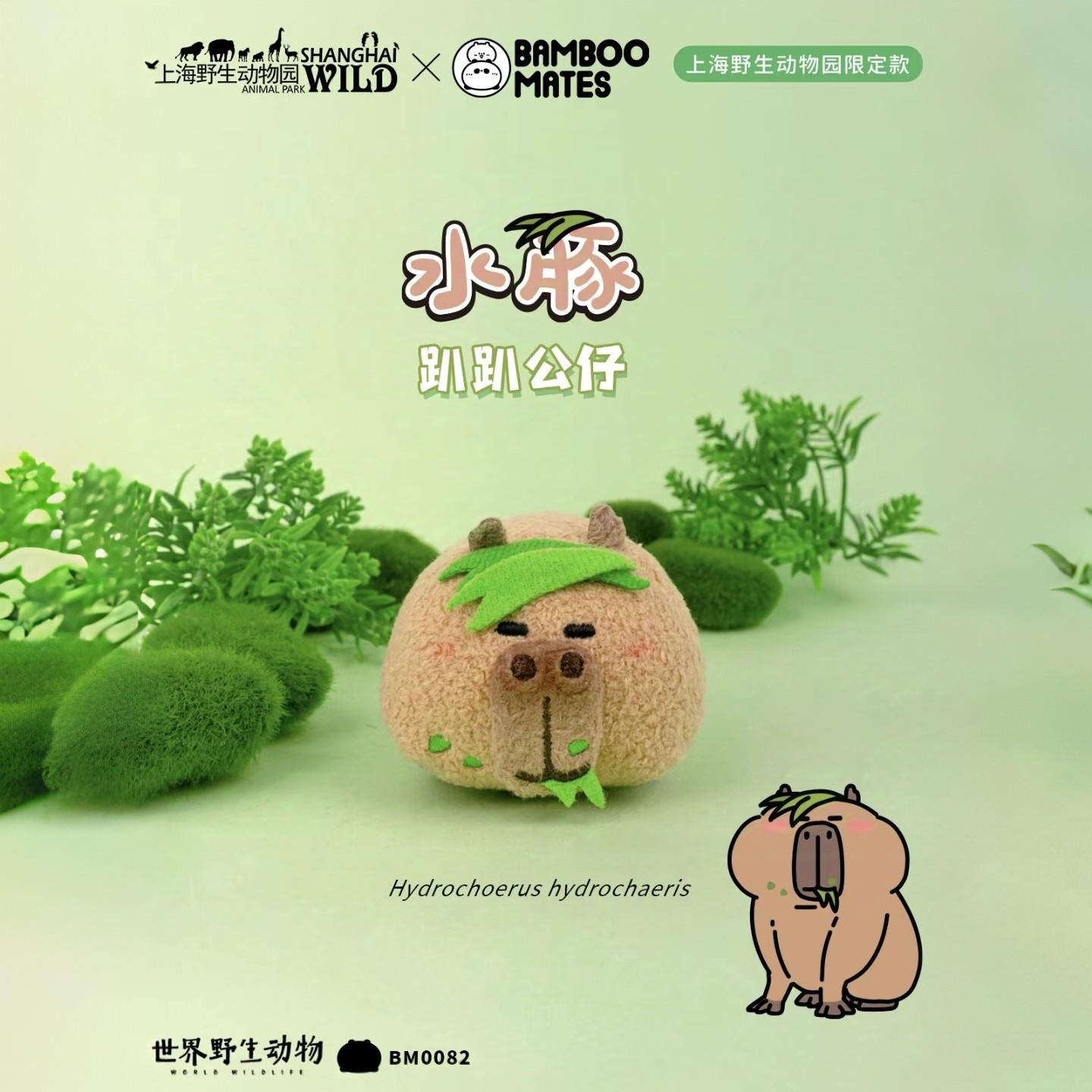 BAMBOOMATES X上海野生动物园联名 吃草水豚趴趴毛绒公仔玩具松松