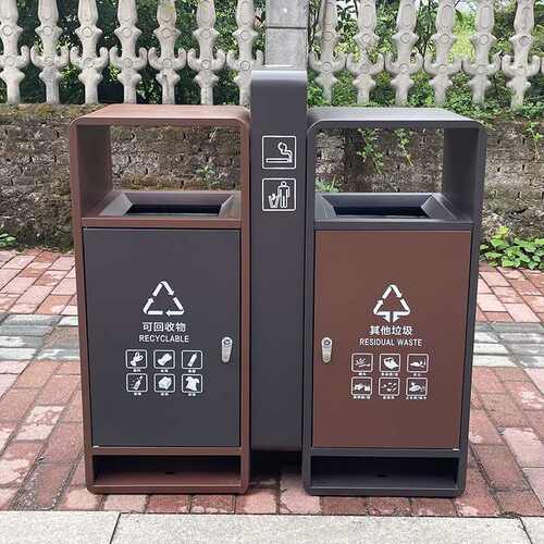 包邮咖啡色果壳箱高档镀锌板不锈钢广州桶小区学校市政景区垃圾桶