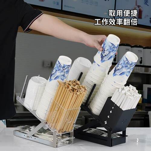 品先跨境优选可拆装分杯器商用吧台咖啡奶茶纸杯架家用黑铁艺