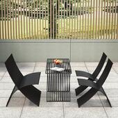 北欧现代简约户外庭院阳台露天铁艺桌椅组合桌椅套件休闲 折叠椅