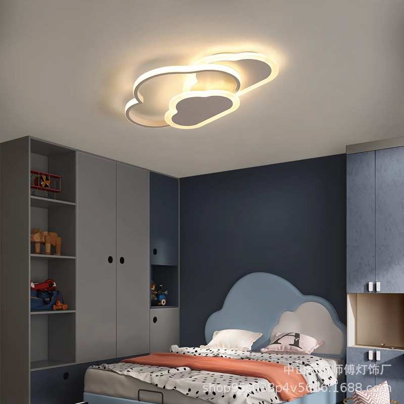 灯中山灯具卧男孩儿童云朵房主卧室女孩少女吸顶灯高级感房间公主