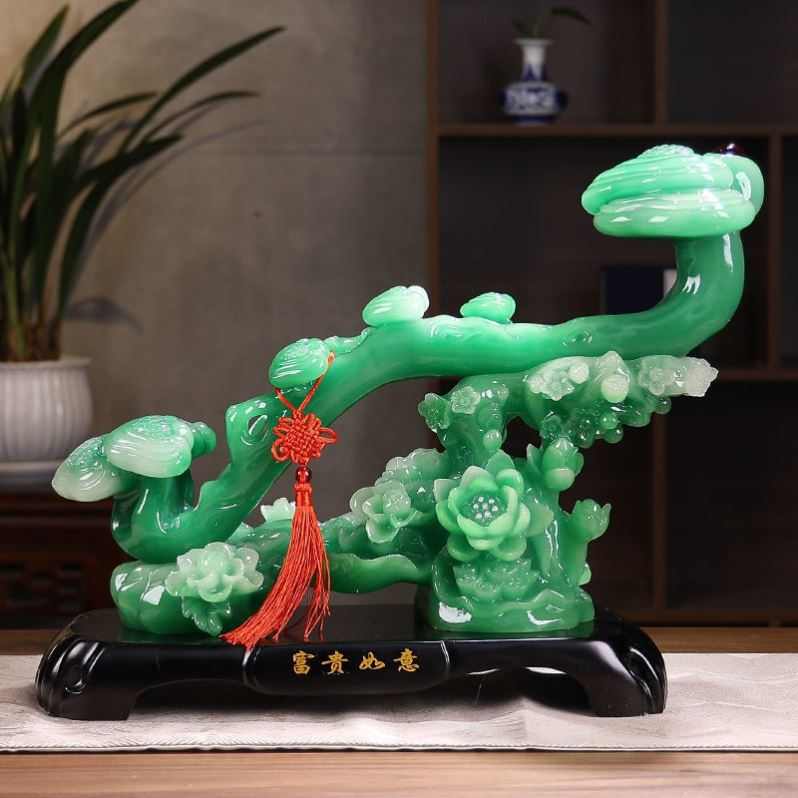 玉如意摆件招财客厅装饰品家居里酒柜现代摆件玄关桌上工艺品摆设