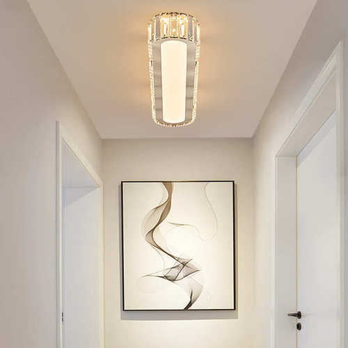 轻奢水晶过道灯简约现代LED玄关走廊灯吸顶灯创意大气阳台长条灯