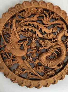 东阳木雕摆件26.8cm/38cm/48cm呈祥香樟木复古雕刻带底座见描述